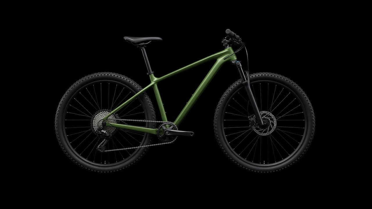 Green bicycle on a black background